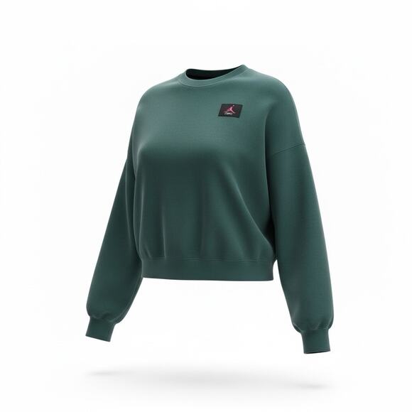 Jordan Flight Fleece Women’s L Loose Fit Oversized Crewneck Mod Crop Sweatshirt - Picture 2 of 10